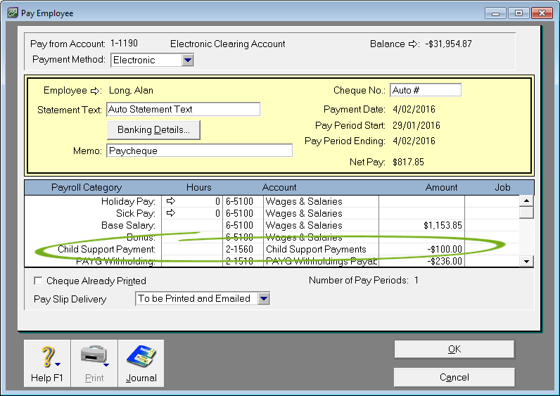 Child support payments (Australia only) Support Notes MYOB